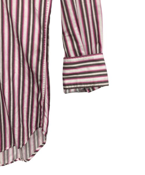 ETRO（エトロ）ETRO (エトロ) ワンポイント刺繍ストライプシャツ ピンク×ホワイト サイズ:40の古着・服飾アイテム