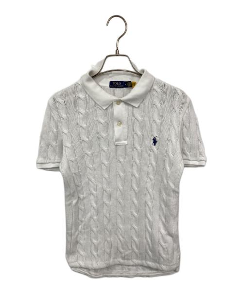 POLO RALPH LAUREN（ポロ・ラルフローレン）POLO RALPH LAUREN (ポロ・ラルフローレン) ケーブルニットポロシャツ ホワイト サイズ:Mの古着・服飾アイテム
