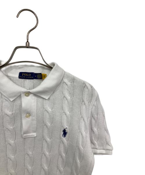 POLO RALPH LAUREN（ポロ・ラルフローレン）POLO RALPH LAUREN (ポロ・ラルフローレン) ケーブルニットポロシャツ ホワイト サイズ:Mの古着・服飾アイテム