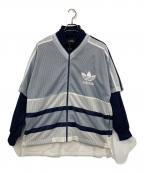 adidasアディダス）の古着「フェイクレイヤードメッシュトラックジャケット」｜ネイビー