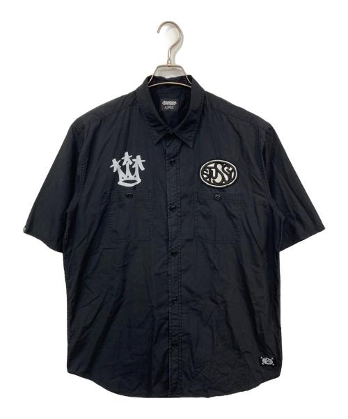 stussy（ステューシー）stussy (ステューシー) ワッペン半袖シャツ ブラック サイズ:XLの古着・服飾アイテム