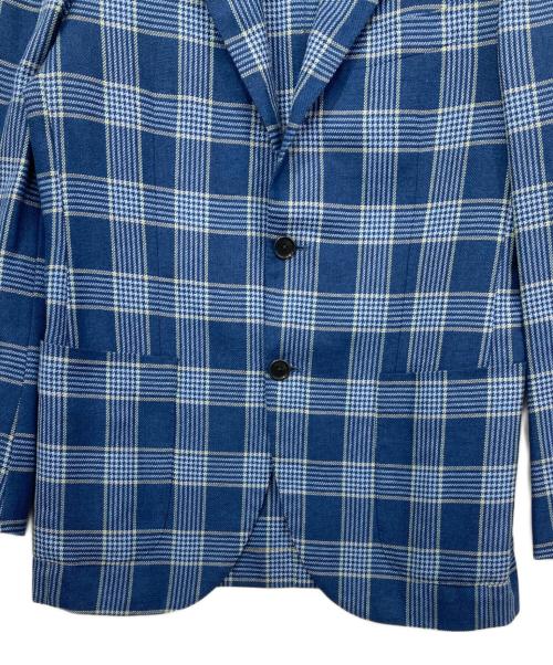 BEAMS F（ビームスエフ）BEAMS F (ビームスエフ) ウールリネンチェックテーラードジャケット ブルー サイズ:93の古着・服飾アイテム