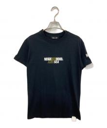 NEIGHBORHOOD×WIND AND SEA（ネイバーフッド×ウィンダンシー）の古着「WネームプリントTシャツ」｜ブラック