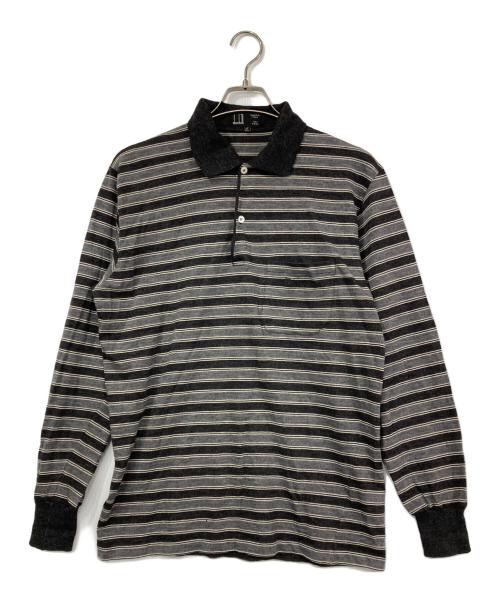 dunhill（ダンヒル）dunhill (ダンヒル) ウールニットポロシャツ グレー×ブラック サイズ:40の古着・服飾アイテム