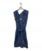 Vivienne Westwood RED LABELヴィヴィアンウエストウッドレッドレーベル）の古着「変形Vネックノースリーブワンピース」｜ブルー
