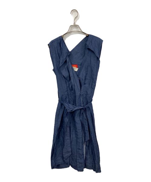 Vivienne Westwood RED LABEL（ヴィヴィアンウエストウッドレッドレーベル）Vivienne Westwood RED LABEL (ヴィヴィアンウエストウッドレッドレーベル) 変形Vネックノースリーブワンピース ブルー サイズ:40の古着・服飾アイテム