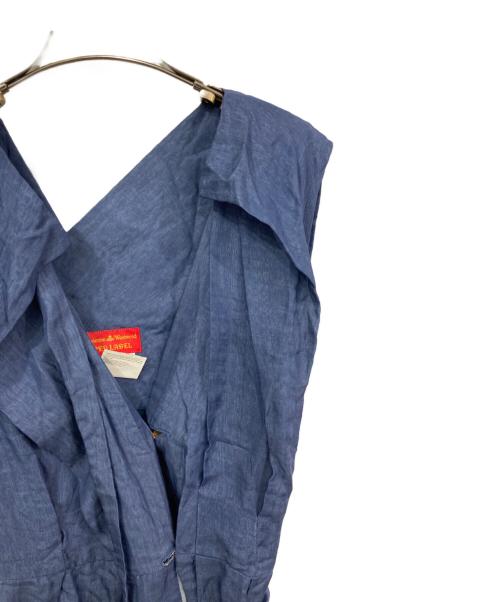 Vivienne Westwood RED LABEL（ヴィヴィアンウエストウッドレッドレーベル）Vivienne Westwood RED LABEL (ヴィヴィアンウエストウッドレッドレーベル) 変形Vネックノースリーブワンピース ブルー サイズ:40の古着・服飾アイテム