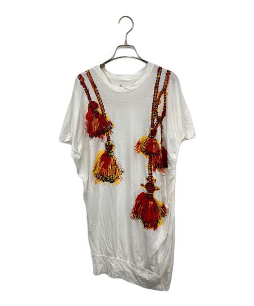 Vivienne Westwood RED LABEL（ヴィヴィアンウエストウッドレッドレーベル）Vivienne Westwood RED LABEL (ヴィヴィアンウエストウッドレッドレーベル) タッセルプリントカットソーワンピース ホワイト×レッド サイズ:2の古着・服飾アイテム