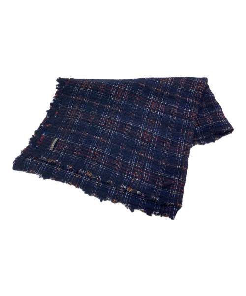 FALIERO SARTI（ファリエロサルティ）FALIERO SARTI (ファリエロサルティ) チェックストール ネイビーの古着・服飾アイテム