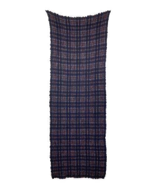 FALIERO SARTI（ファリエロサルティ）FALIERO SARTI (ファリエロサルティ) チェックストール ネイビーの古着・服飾アイテム