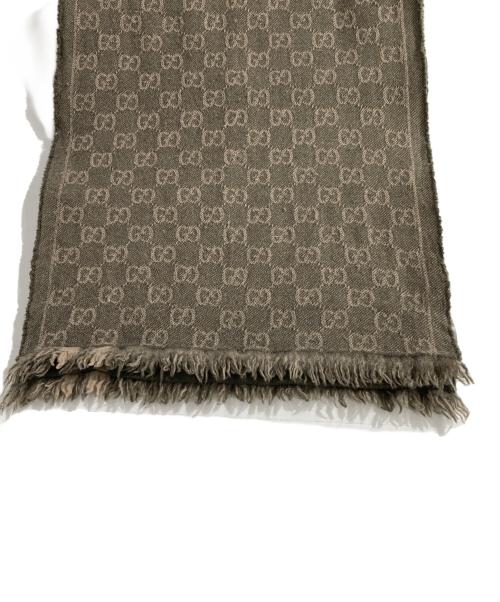 GUCCI（グッチ）GUCCI (グッチ) GG柄ウールマフラー ブラウンの古着・服飾アイテム