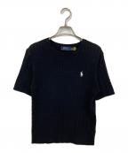 POLO RALPH LAURENポロ・ラルフローレン）の古着「ケーブル半袖ニット」｜ブラック