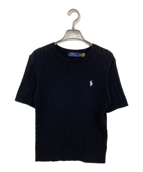 POLO RALPH LAUREN（ポロ・ラルフローレン）POLO RALPH LAUREN (ポロ・ラルフローレン) ケーブル半袖ニット ブラック サイズ:Mの古着・服飾アイテム