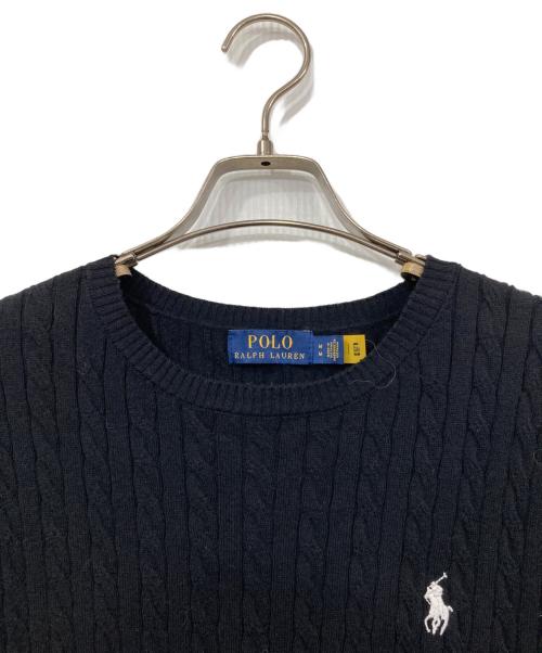 POLO RALPH LAUREN（ポロ・ラルフローレン）POLO RALPH LAUREN (ポロ・ラルフローレン) ケーブル半袖ニット ブラック サイズ:Mの古着・服飾アイテム