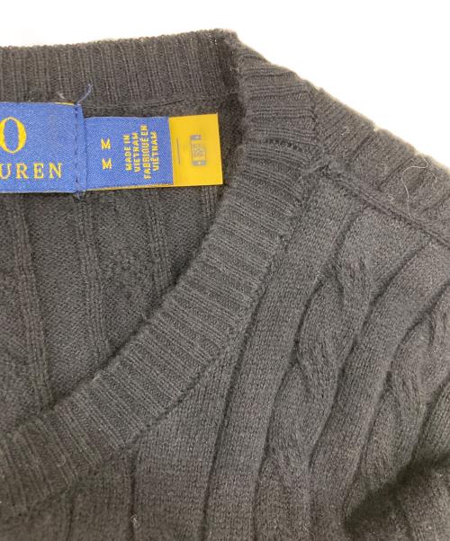 POLO RALPH LAUREN（ポロ・ラルフローレン）POLO RALPH LAUREN (ポロ・ラルフローレン) ケーブル半袖ニット ブラック サイズ:Mの古着・服飾アイテム