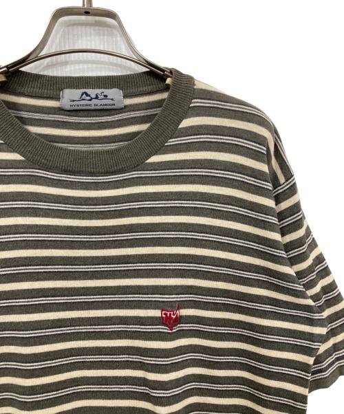 Hysteric Glamour（ヒステリックグラマー）Hysteric Glamour (ヒステリックグラマー) ボーダーTシャツ カーキ×ベージュ サイズ:Ｓの古着・服飾アイテム