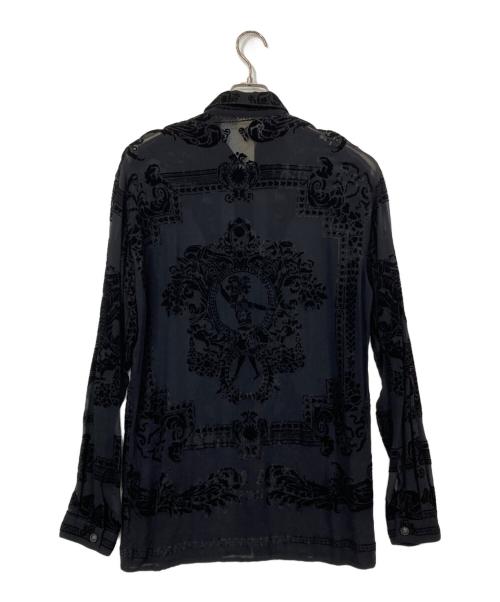 GIANNI VERSACE（ジャンニ・ヴェルサーチ）GIANNI VERSACE (ジャンニ・ヴェルサーチ) バロコ柄シルクレースシャツ ブラック サイズ:表記無しの古着・服飾アイテム