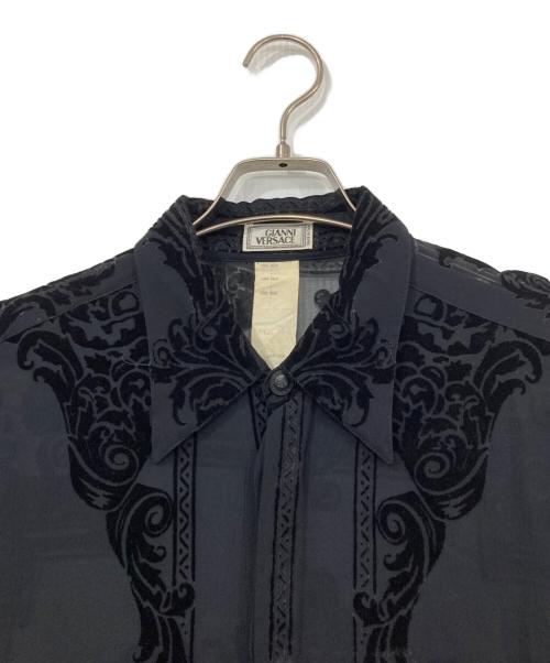 GIANNI VERSACE（ジャンニ・ヴェルサーチ）GIANNI VERSACE (ジャンニ・ヴェルサーチ) バロコ柄シルクレースシャツ ブラック サイズ:表記無しの古着・服飾アイテム