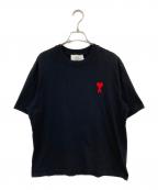 AMI PARISアミ パリス）の古着「ハートロゴ刺繍Tシャツ」｜ブラック
