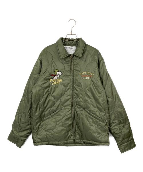 AVIREX（アヴィレックス）AVIREX (アヴィレックス) PEANUTS (ピーナッツ) QUILTING JACKET ”FLYING ACE” カーキ サイズ:Lの古着・服飾アイテム