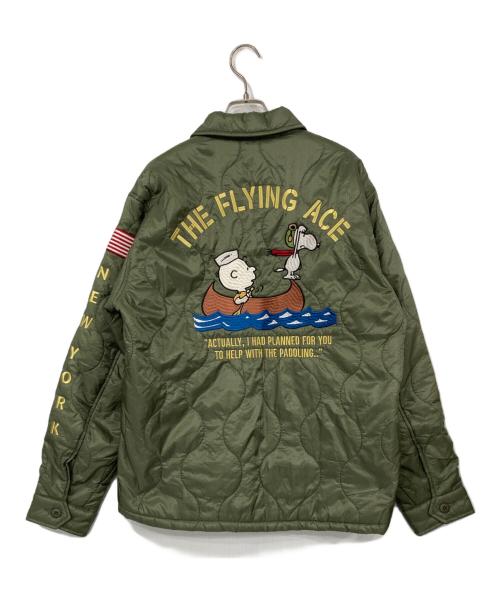 AVIREX（アヴィレックス）AVIREX (アヴィレックス) PEANUTS (ピーナッツ) QUILTING JACKET ”FLYING ACE” カーキ サイズ:Lの古着・服飾アイテム