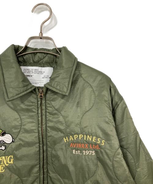 AVIREX（アヴィレックス）AVIREX (アヴィレックス) PEANUTS (ピーナッツ) QUILTING JACKET ”FLYING ACE” カーキ サイズ:Lの古着・服飾アイテム