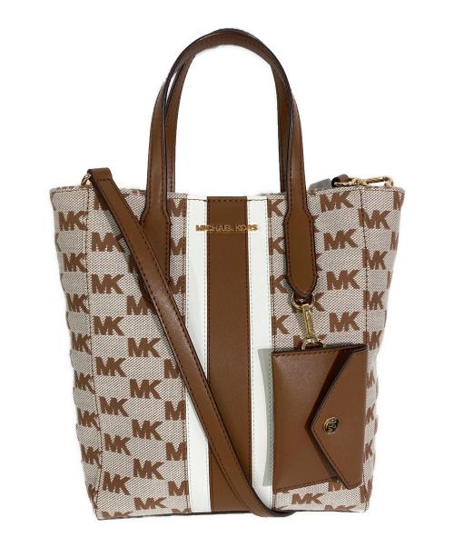 MICHAEL KORS（マイケルコース）MICHAEL KORS (マイケルコース) Vincent Small Logo Jacquard Convertible Tote Bag ブラウンの古着・服飾アイテム
