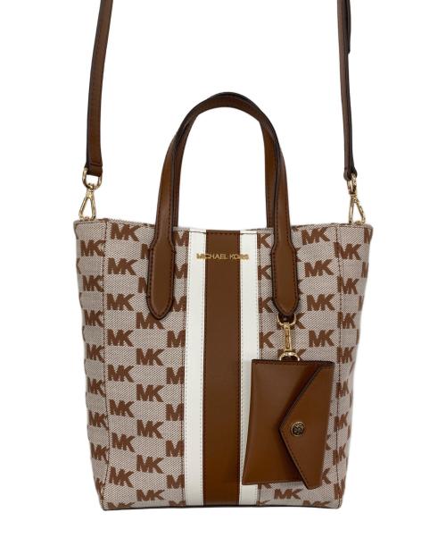 MICHAEL KORS（マイケルコース）MICHAEL KORS (マイケルコース) Vincent Small Logo Jacquard Convertible Tote Bag ブラウンの古着・服飾アイテム