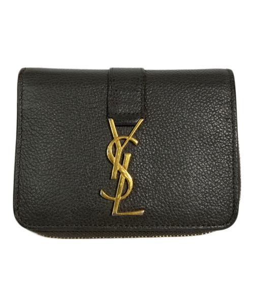 Saint Laurent Paris（サンローランパリ）Saint Laurent Paris (サンローランパリ) カサンドラロゴ2つ折り財布 グレーの古着・服飾アイテム