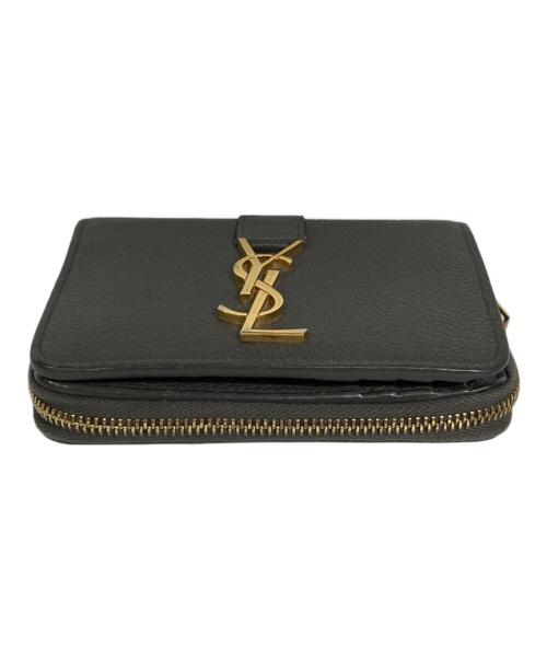 Saint Laurent Paris（サンローランパリ）Saint Laurent Paris (サンローランパリ) カサンドラロゴ2つ折り財布 グレーの古着・服飾アイテム