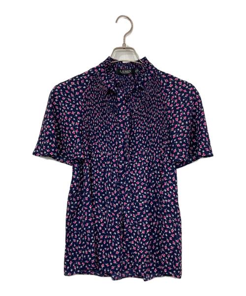 LAUREN RALPH LAUREN（ローレン ラルフ ローレン）LAUREN RALPH LAUREN (ローレン ラルフ ローレン) 花柄ボウタイブラウス ネイビー サイズ:XSの古着・服飾アイテム