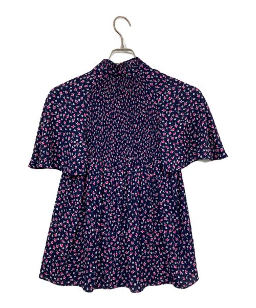 LAUREN RALPH LAUREN（ローレン ラルフ ローレン）LAUREN RALPH LAUREN (ローレン ラルフ ローレン) 花柄ボウタイブラウス ネイビー サイズ:XSの古着・服飾アイテム