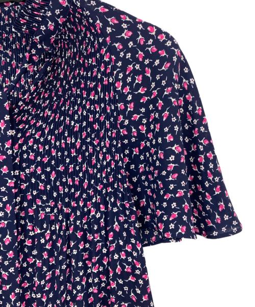 LAUREN RALPH LAUREN（ローレン ラルフ ローレン）LAUREN RALPH LAUREN (ローレン ラルフ ローレン) 花柄ボウタイブラウス ネイビー サイズ:XSの古着・服飾アイテム