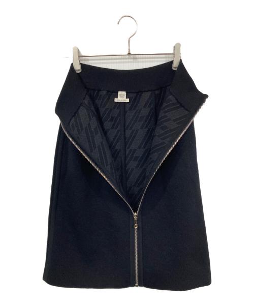 HERMES（エルメス）HERMES (エルメス) Hロゴジップカシミヤ混リバーシブルニットスカート ブラック サイズ:36の古着・服飾アイテム