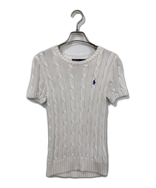 POLO RALPH LAUREN（ポロ・ラルフローレン）POLO RALPH LAUREN (ポロ・ラルフローレン) 半袖コットンケーブルニット ホワイト サイズ:XSの古着・服飾アイテム