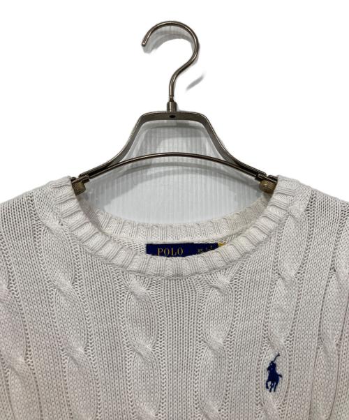 POLO RALPH LAUREN（ポロ・ラルフローレン）POLO RALPH LAUREN (ポロ・ラルフローレン) 半袖コットンケーブルニット ホワイト サイズ:XSの古着・服飾アイテム