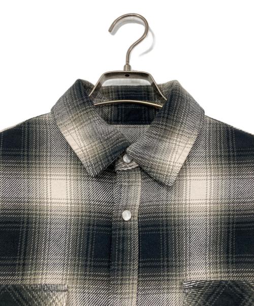 AKM（エーケーエム）AKM (エーケーエム) HEAVY NEL CHECK DROP SHOULDER FLANNEL SHIRTS グレー×ブラック サイズ:Sの古着・服飾アイテム