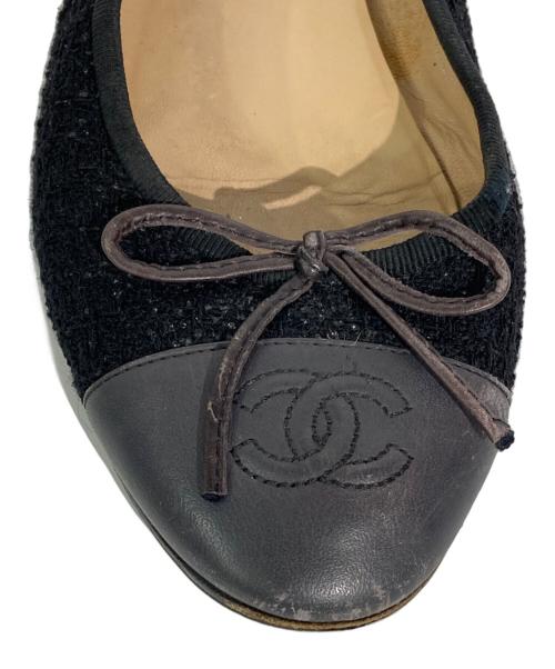 CHANEL（シャネル）CHANEL (シャネル) ココマークフラットパンプス ブラック サイズ:35 1/2の古着・服飾アイテム