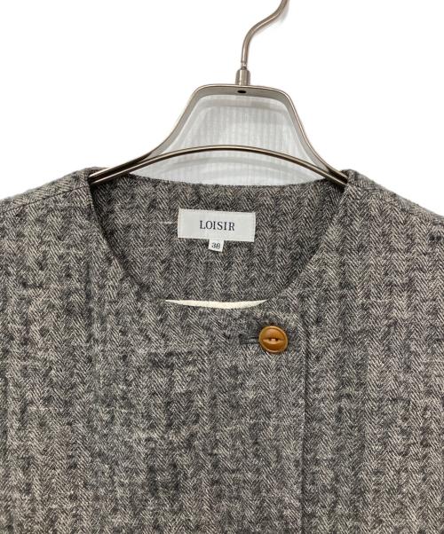 LOISIR（ロワズィール）LOISIR (ロワズィール) ウールリネンヘリンボーンコート グレー サイズ:38の古着・服飾アイテム