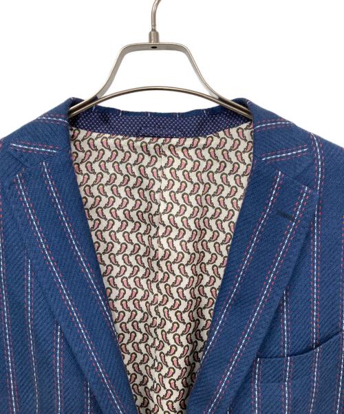 ETRO（エトロ）ETRO (エトロ) 裏ペイズリーストライプテーラードジャケット ネイビー サイズ:56の古着・服飾アイテム