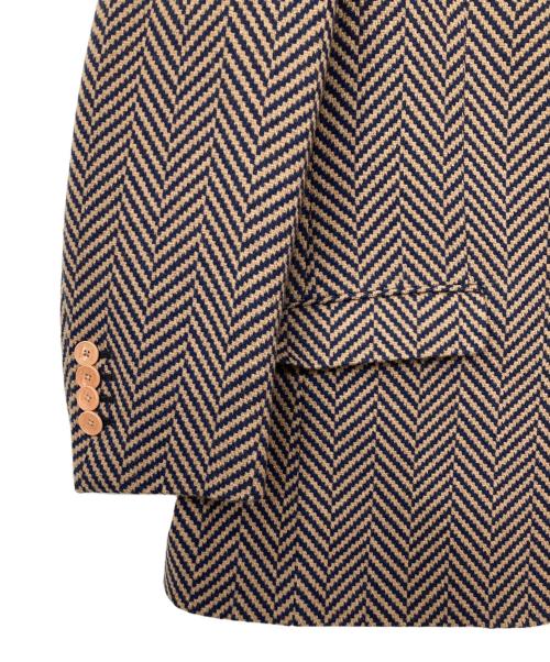 ETRO（エトロ）ETRO (エトロ) 裏ボタニカルヘリンボーンテーラードジャケット ブラウン×ネイビー サイズ:56の古着・服飾アイテム