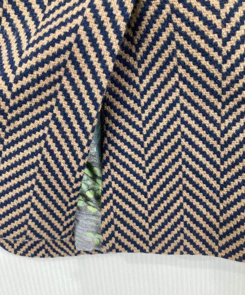 ETRO（エトロ）ETRO (エトロ) 裏ボタニカルヘリンボーンテーラードジャケット ブラウン×ネイビー サイズ:56の古着・服飾アイテム