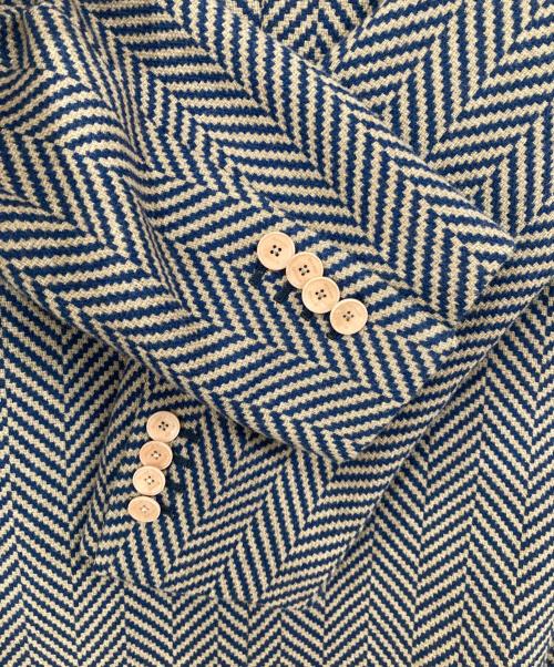 ETRO（エトロ）ETRO (エトロ) 裏ボタニカルヘリンボーンテーラードジャケット ブラウン×ネイビー サイズ:56の古着・服飾アイテム
