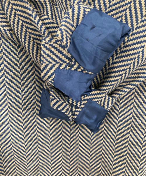 ETRO（エトロ）ETRO (エトロ) 裏ボタニカルヘリンボーンテーラードジャケット ブラウン×ネイビー サイズ:56の古着・服飾アイテム