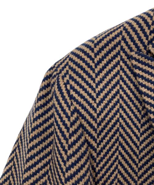 ETRO（エトロ）ETRO (エトロ) 裏ボタニカルヘリンボーンテーラードジャケット ブラウン×ネイビー サイズ:56の古着・服飾アイテム