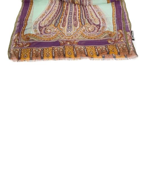 ETRO（エトロ）ETRO (エトロ) ペイズリー柄シルクストール ブラウン×パープルの古着・服飾アイテム