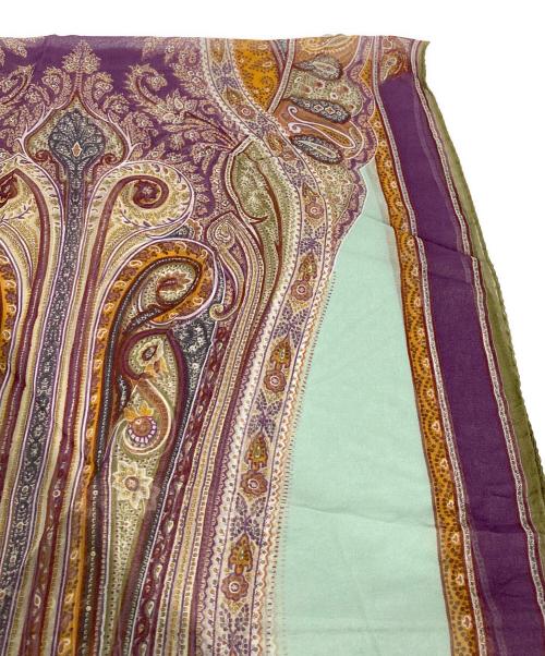 ETRO（エトロ）ETRO (エトロ) ペイズリー柄シルクストール ブラウン×パープルの古着・服飾アイテム