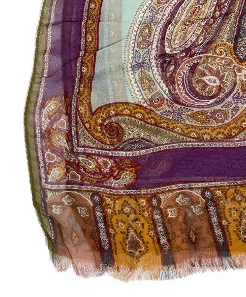 ETRO（エトロ）ETRO (エトロ) ペイズリー柄シルクストール ブラウン×パープルの古着・服飾アイテム