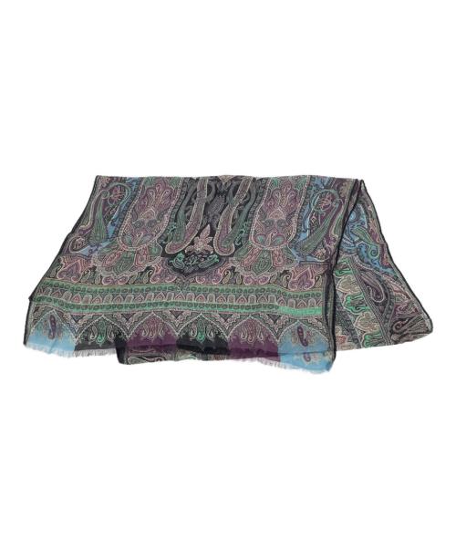ETRO（エトロ）ETRO (エトロ) ペイズリー柄シルクストール グリーン×パープルの古着・服飾アイテム