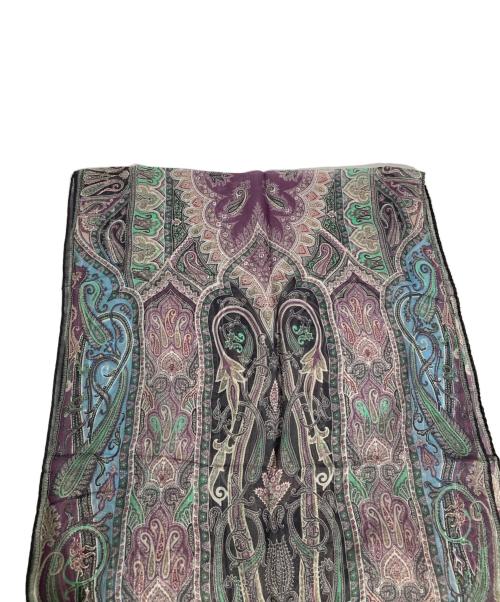ETRO（エトロ）ETRO (エトロ) ペイズリー柄シルクストール グリーン×パープルの古着・服飾アイテム